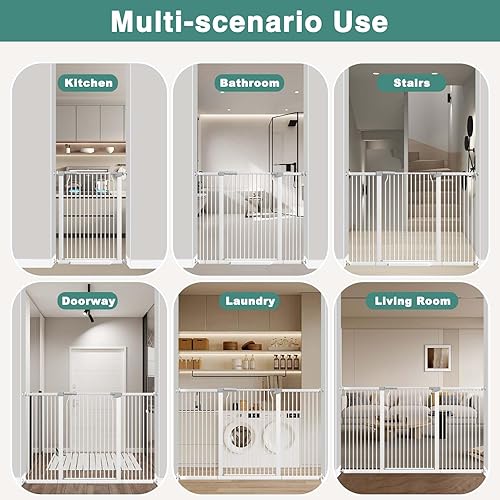 Miniatura 9 de Puerta de bebé extra alta de 40.5 pulgadas, puerta de 57.5 a 60.2 pulgadas extra ancha para mascotas para perros, puerta de seguridad ajustable