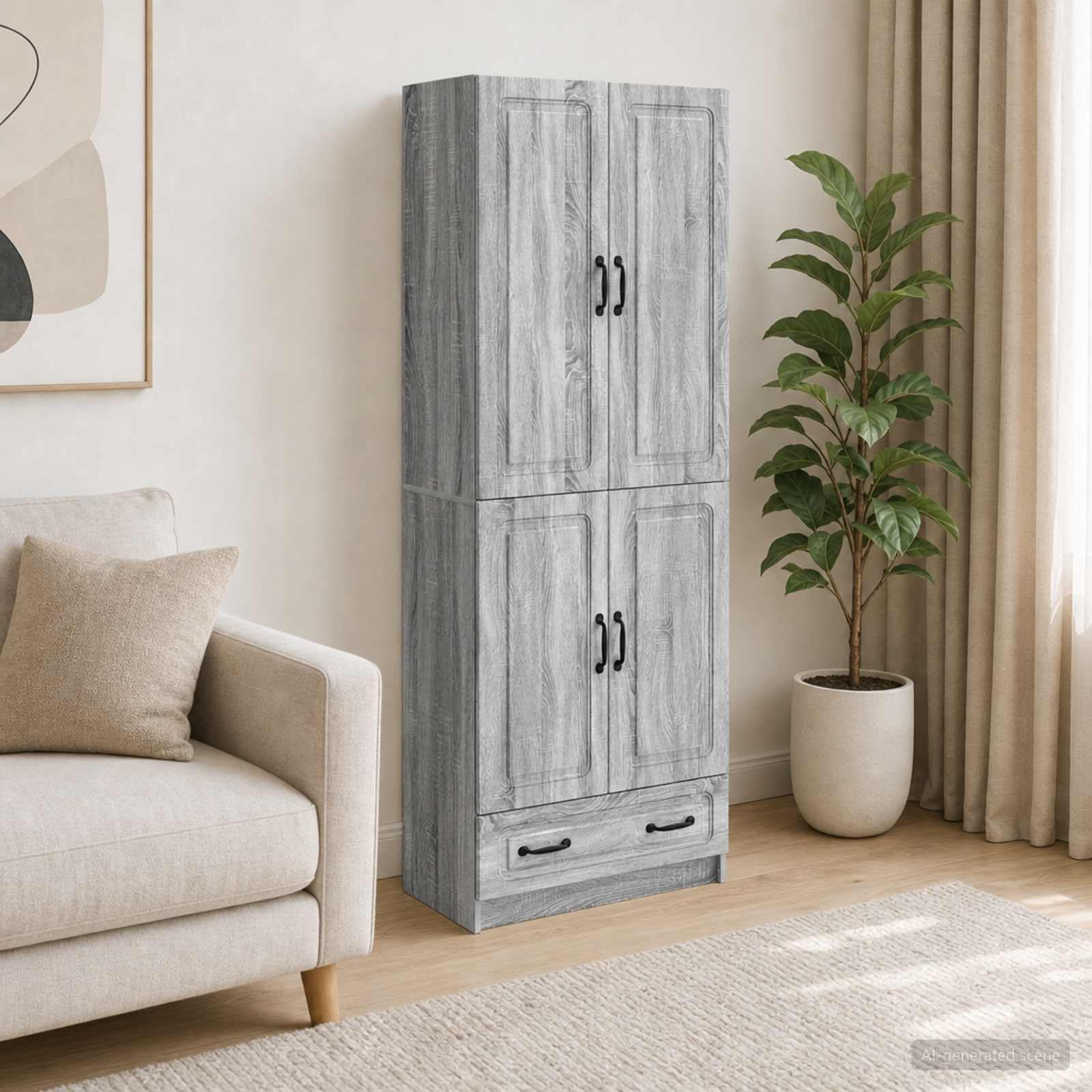 2-teiliges Schrank-Set Sonoma grau Holz technisch