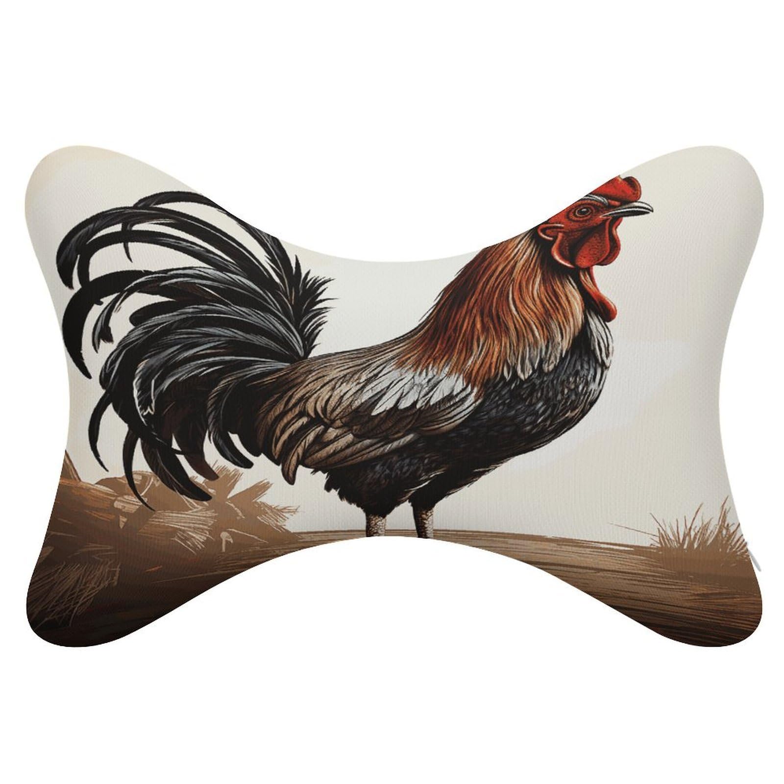 Khauerbc Style Rooster Car Headrest Pillow - 2 Pack,Neck Pillow With Washable Removable Cover,Car Travel Pillow For Car Bus Truck Driving Comfort