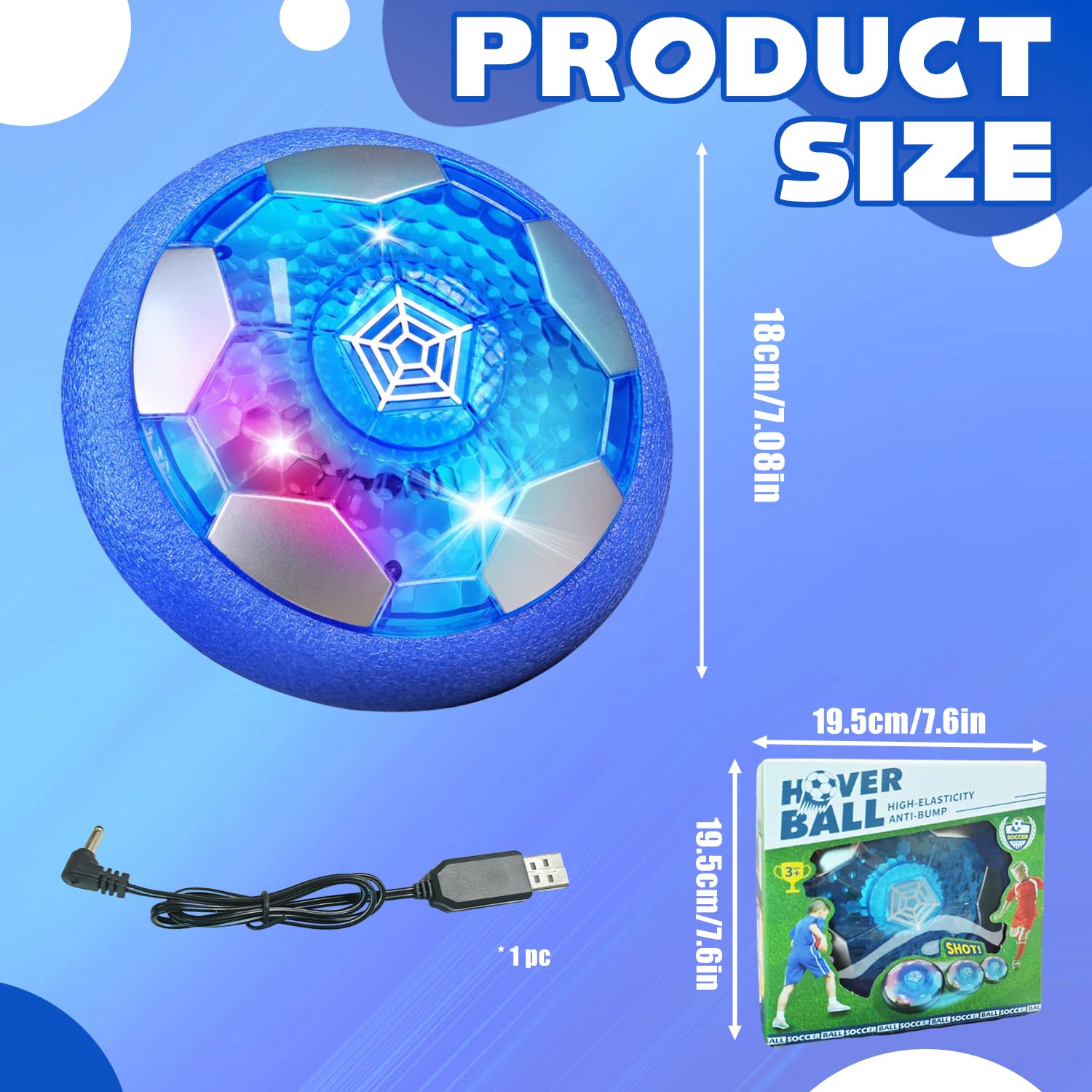2 Palloni Calcio Giocattolo Con Luci LED - Air Power, Multicolore - Regalo Bambini