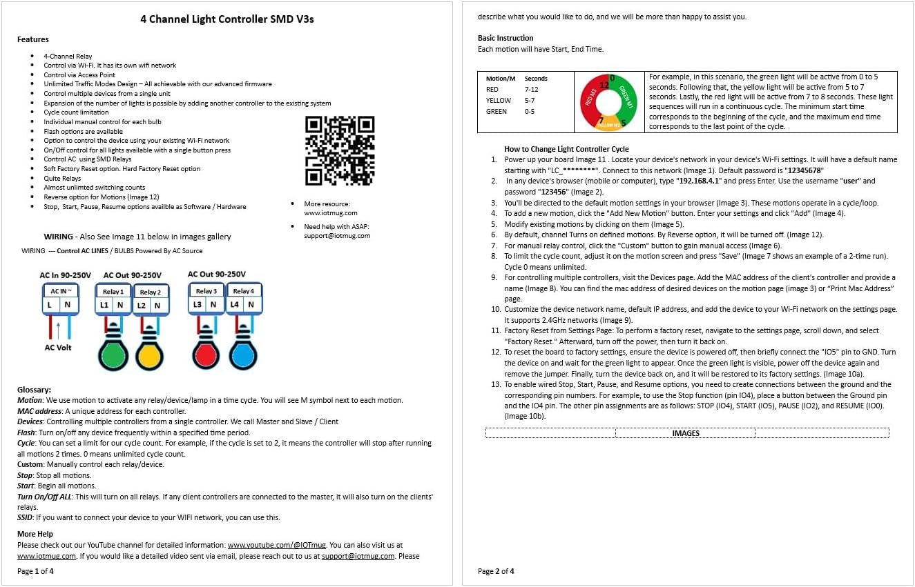 Light Contoller Sequencer 4 Channel Quite Works 90-240V Ac - Expandable - Control Over WiFi - Unlimted Modes 50/60Hz - Each Ch 4A