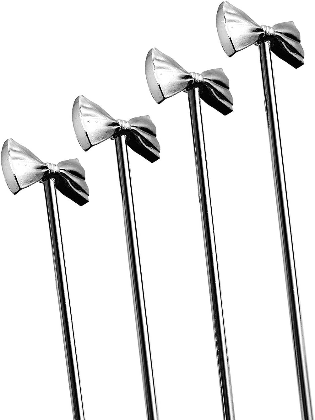 4 Pc Original Hip-Stirrer Short Metal Bow Tie Swizzle Cocktail Stirrer Christmas Gift Set w/Box