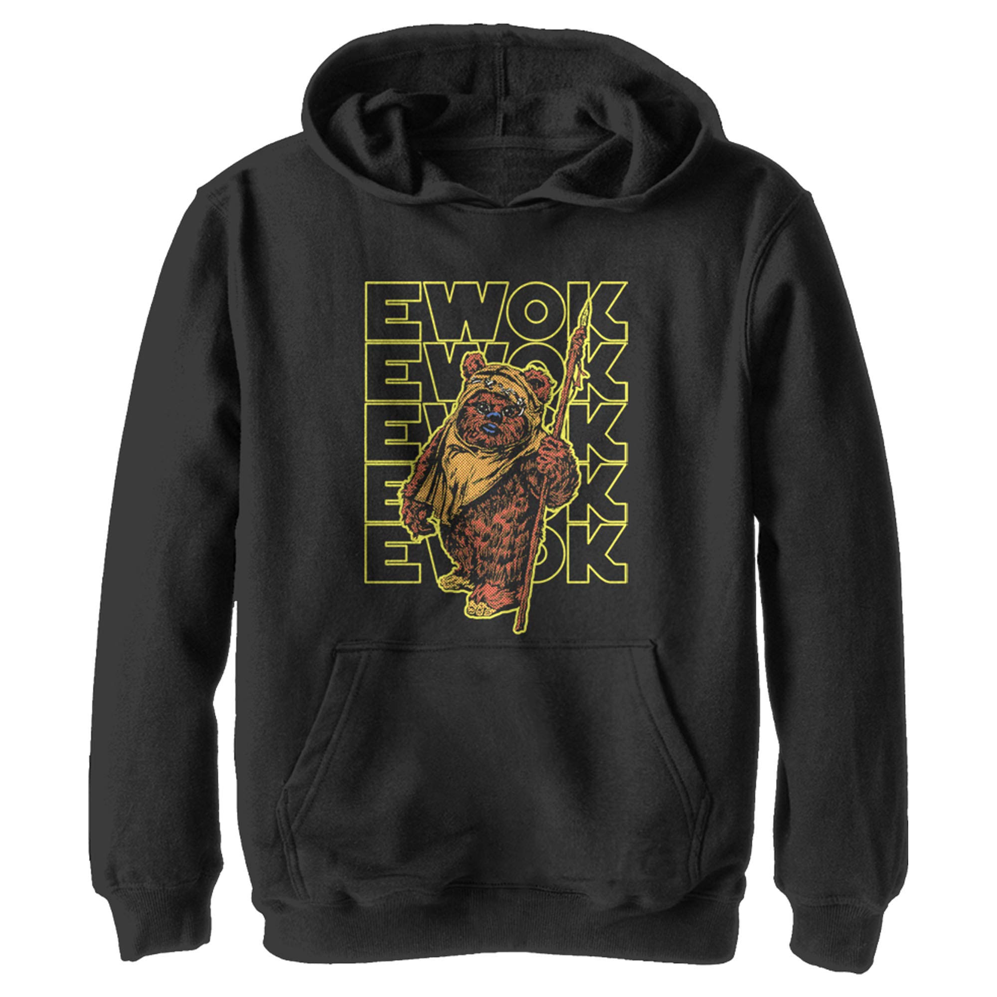 Sweat Star Wars Ewok noir à capuche vêtement enfant imprimé rétro - 4