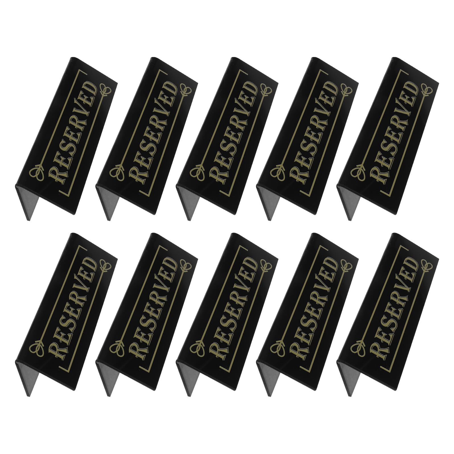 Lurrose Letreros Acrílicos Negros para Mesa Reservada, 10 Unidades Reutilizables de Doble Cara para Bodas, Restaurantes y Eventos, Señalización Resistente al Agua para