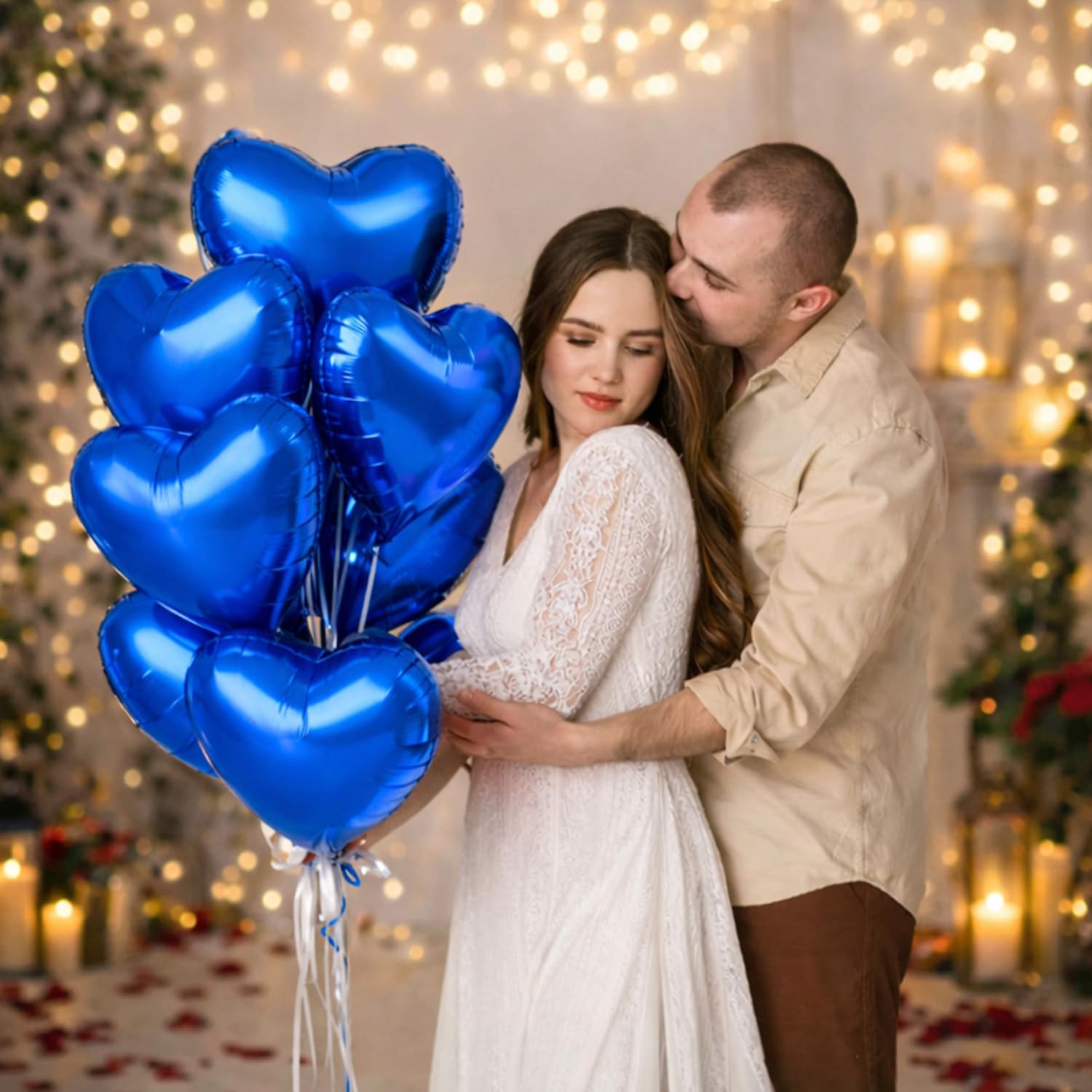 25 Pieces 18 Inches Blue Heart Love Balloons, Large Foil Mylar Heart Shaped Balloon for Valentines Day, Anniversary, Wedding, Engagement, Proposal, Bachelorette, Bridal Shower, Birthday Party Supplies