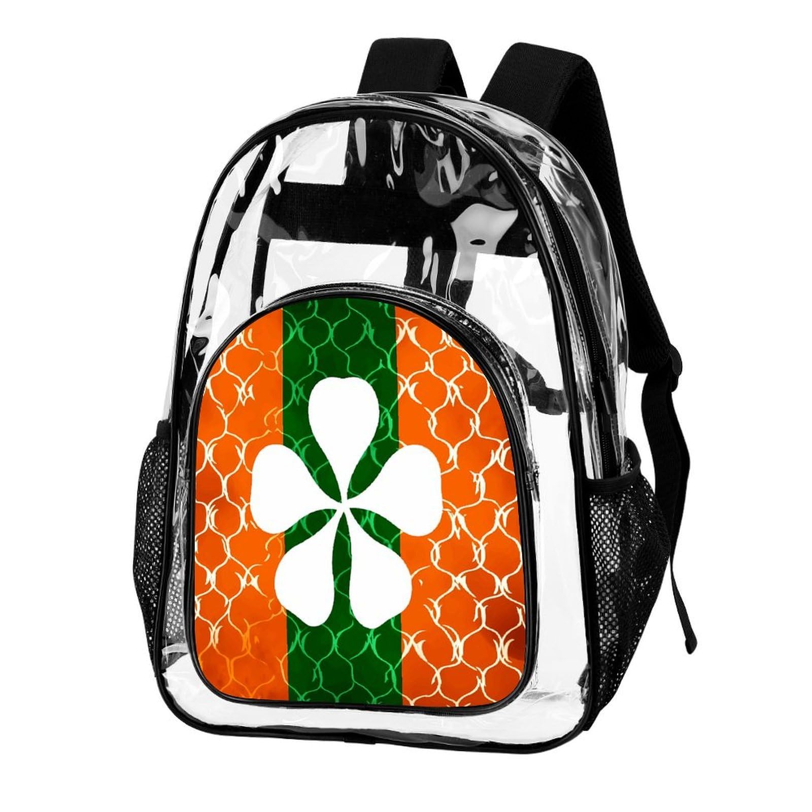 Transparenter Rucksack, Motiv: Silhouette von Blättern, groß, transparent, PVC, Büchertasche für Sicherheit, Arbeit, Reisen, Stadion