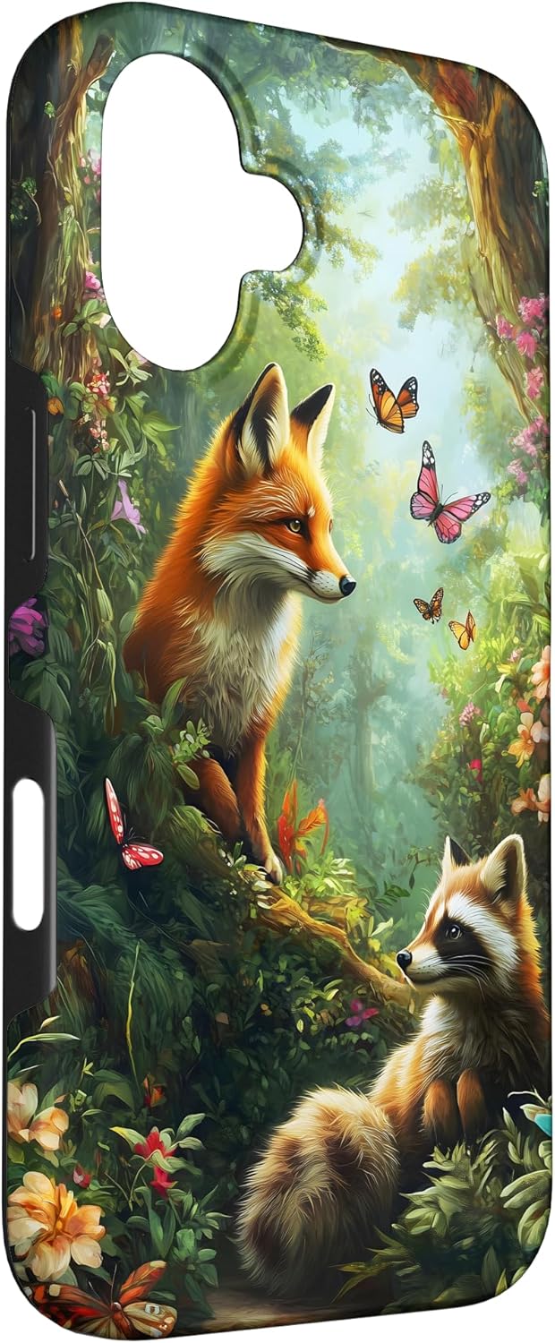 Woodland Fox and Raccoon Case for iPhone 16