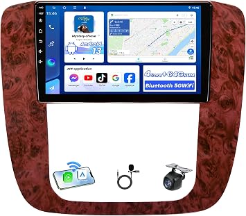 4 + 64G ROM Android 15 Upgrade Car Radio for GMC Yukon Sierra Chevy Tahoe Suburban Silverado 2007-2013 9" 1280x800 Touchscreen, Wireless Carplay Android Auto 1080 Backup Camera 5GWiFi GPS FM SWC