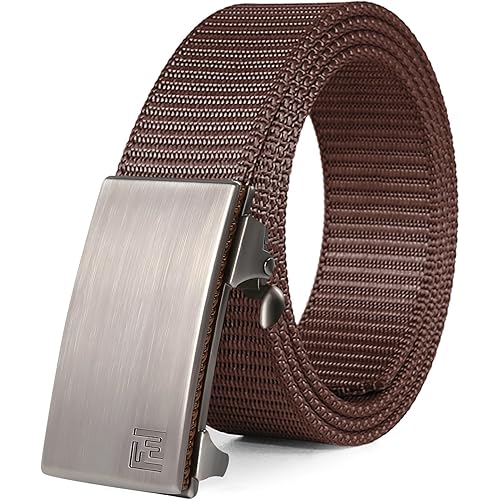 FAIRWIN Men's Ratchet Web Belt,1.25 inch Nylon Automatic Buckle,No Holes Invisible Belts for Men Jeans Pants