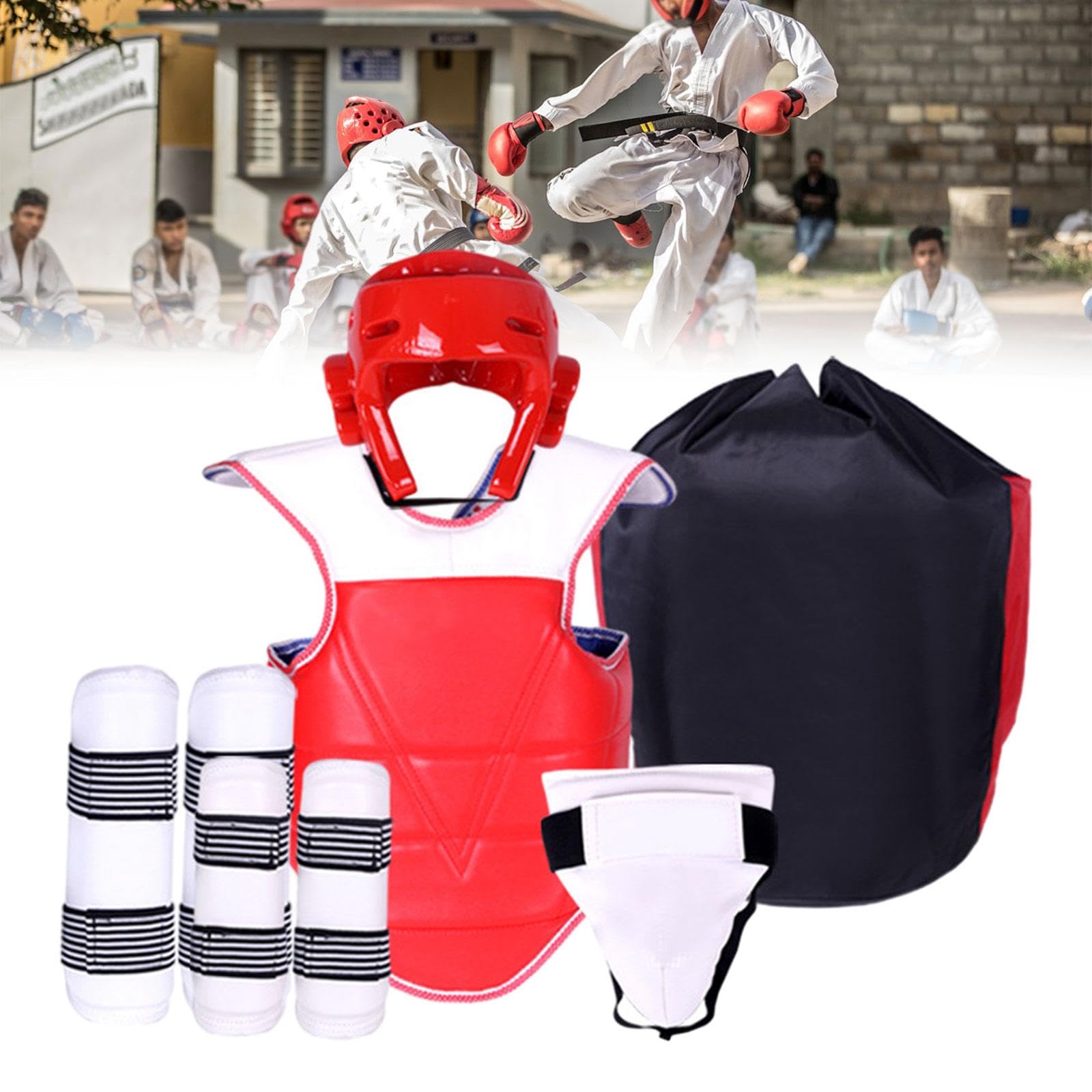 Amagogo 5-teilige Taekwondo-Schutzausrüstung, Box-Tiefschutz, gepolsterte Karate-Sparring-Ausrüstung für -Grappling