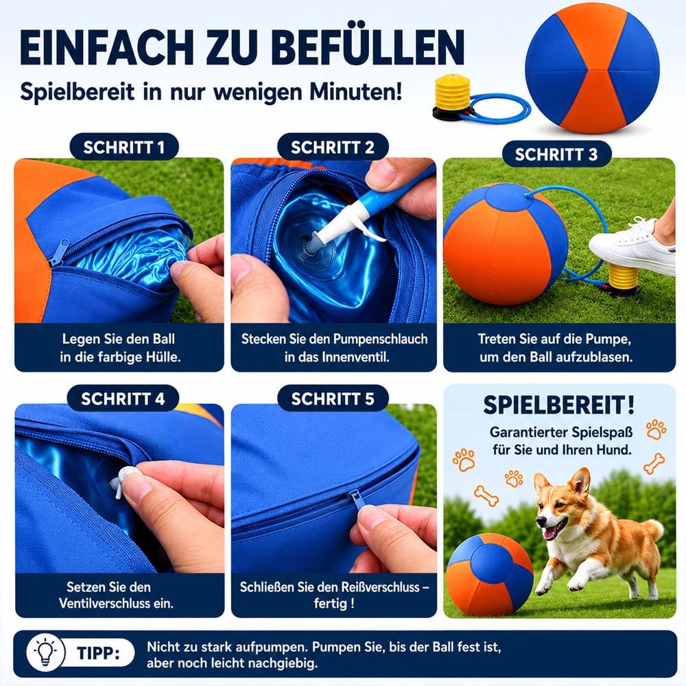 Generisch Lentiva Treibball,Treibball füR Hunde Norden,Herding Ball Hund,Riesiger Aufblasbarer Tennisball Interaktives Hundespielzeug Zum Spielen und Trainieren (Blau,55CM)