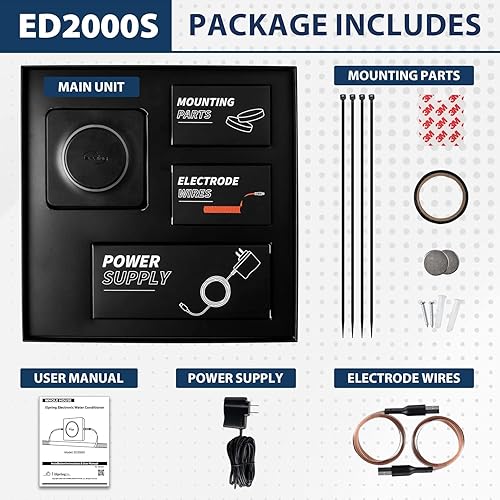 Miniatura 4 de iSpring ED2000S - Desincrustante para toda la casa, acondicionador de agua dura electrónico alternativo sin sal, diseño de luz LED de respiración