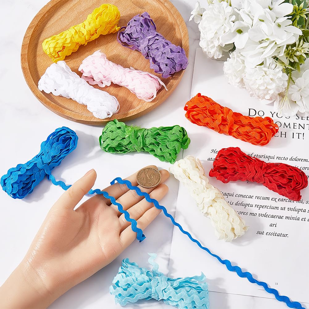 GORGECRAFT 10 Colors 54.6Yds/50M RIC Rac Trim Ribbon Zig Zag Fabric Wave Sewing Bending Fringe Trim 3/16 inch~3/8 inch(5~8.5mm) Wide Braids Cords Embellishments for Flower Making Wedding Lace Craft - Image 3