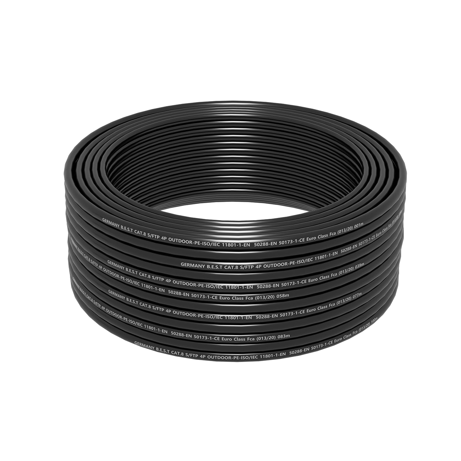 Germany B.e.s.t Simplex CAT 8 - Cable de red para exterior, 100 m, sin halógenos, 40 Gbps, CAT8, CAT8.1 LAN