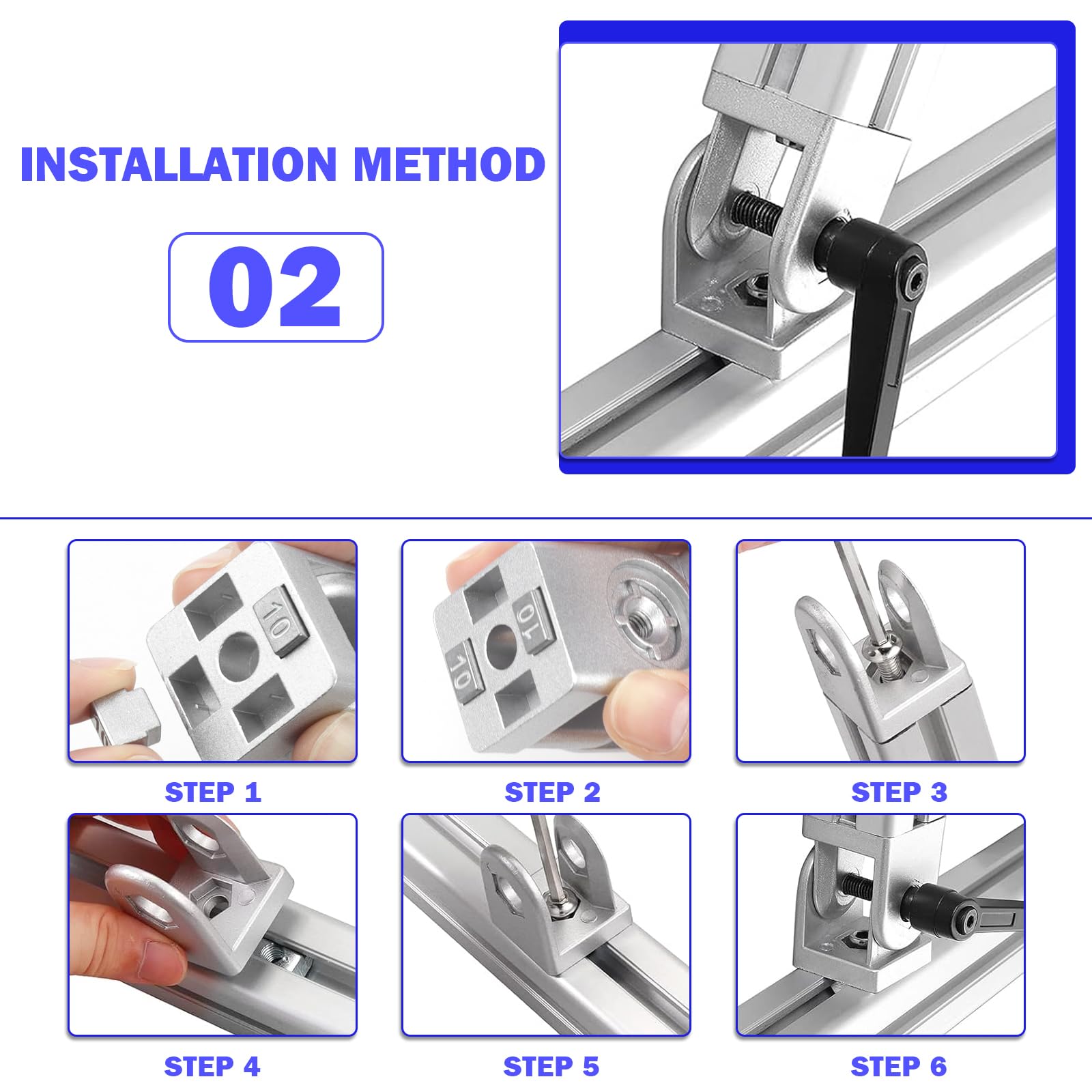 Aluprofil Gelenkverbinder mit Klemmhebel, Gelenk Aluprofil 40x40 Nut 8 Einstellbarer Winkelverbinder, Flexibler Scharnier 180° Drehbereich aus Zinklegierung für DIY-Projekt(2er Set)