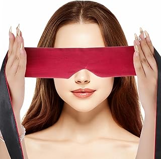 Andibro Masque pour les yeux en satin doux, confortable et réglable, protection des yeux occultant, masque de voyage pour femmes et hommes, sommeil nocturne, voyage, sieste, méditation, 148 cm (rouge)