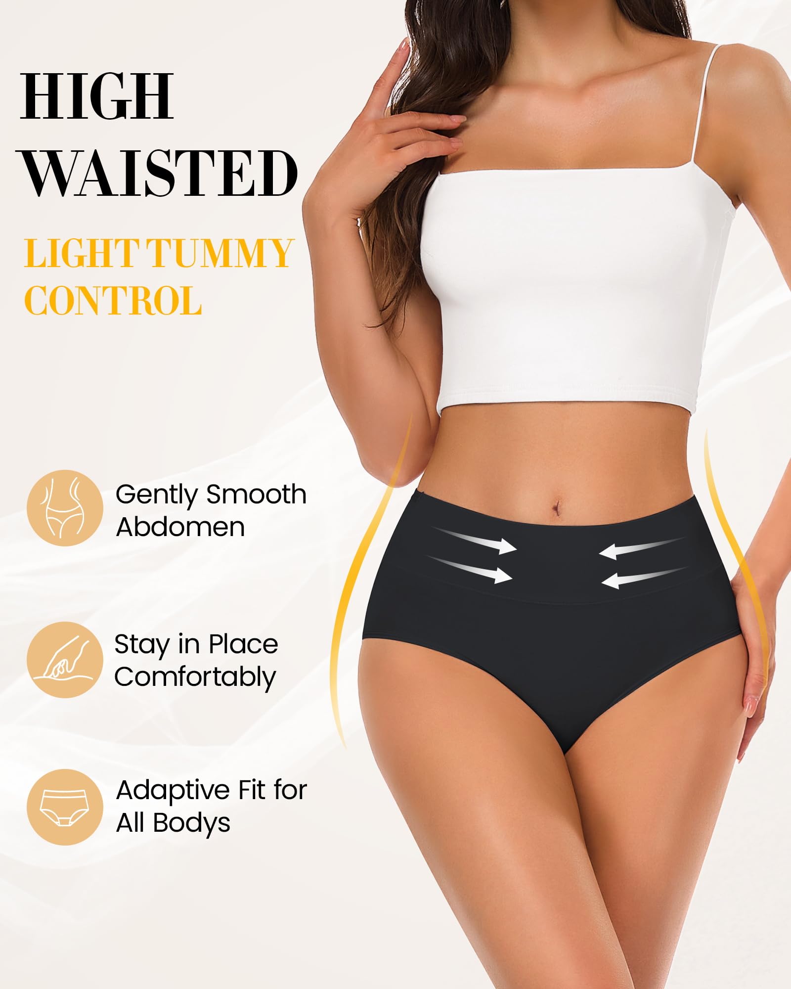 SIMIYA 5-Pack Cotton Underwear Women High Waisted Full Coverage Hipster Ladies Panties Bikini Briefs Soft Regular & Plus Size - 4