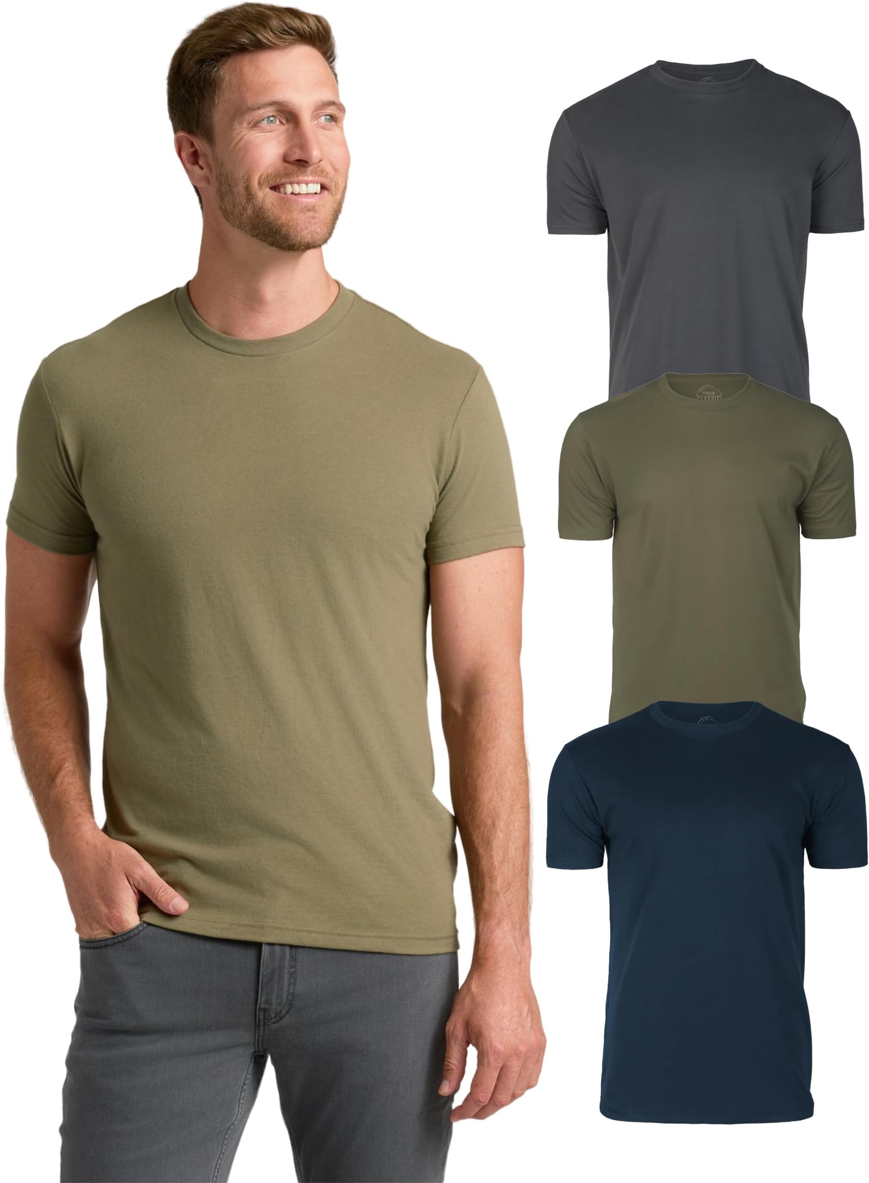 Mens T-Shirts - Short Sleeve Crew Neck Plain Novelty T Shirt for Men, Pack of 3, Variety, XL