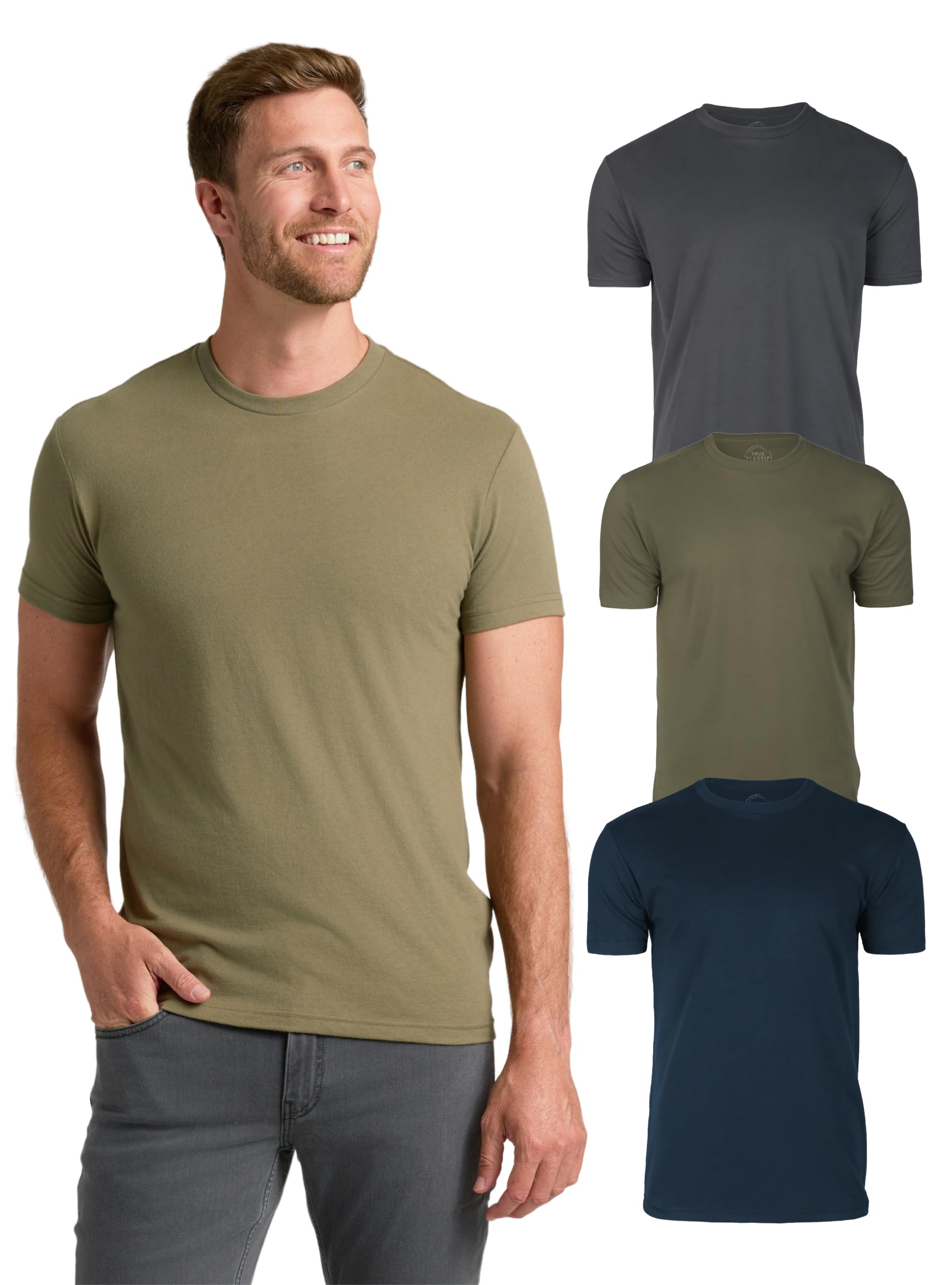 True ClassicMens T-Shirts – Short Sleeve Crew Neck T Shirts for Man, Cotton Blend Plain Novelty Men's T-Shirts