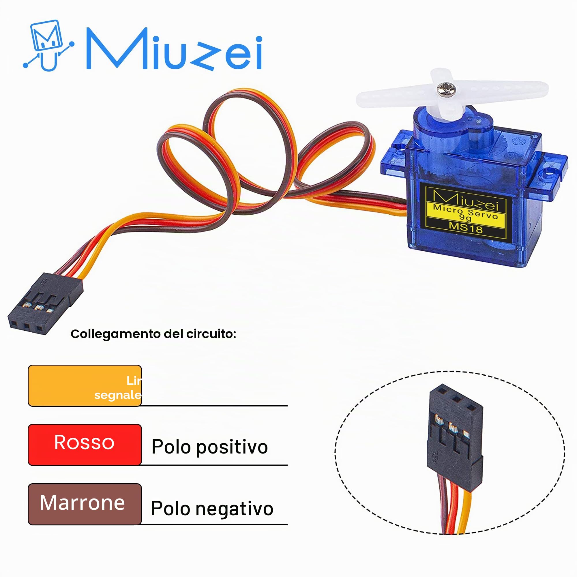 Miuzei Micro 9g Servo Motore per RC Robot Braccio/Mano/Camminata, Servomotore per Elicottero Barca Aereo Elicottero modellino Auto con Cavo, Mini Motore per Arduino Kit