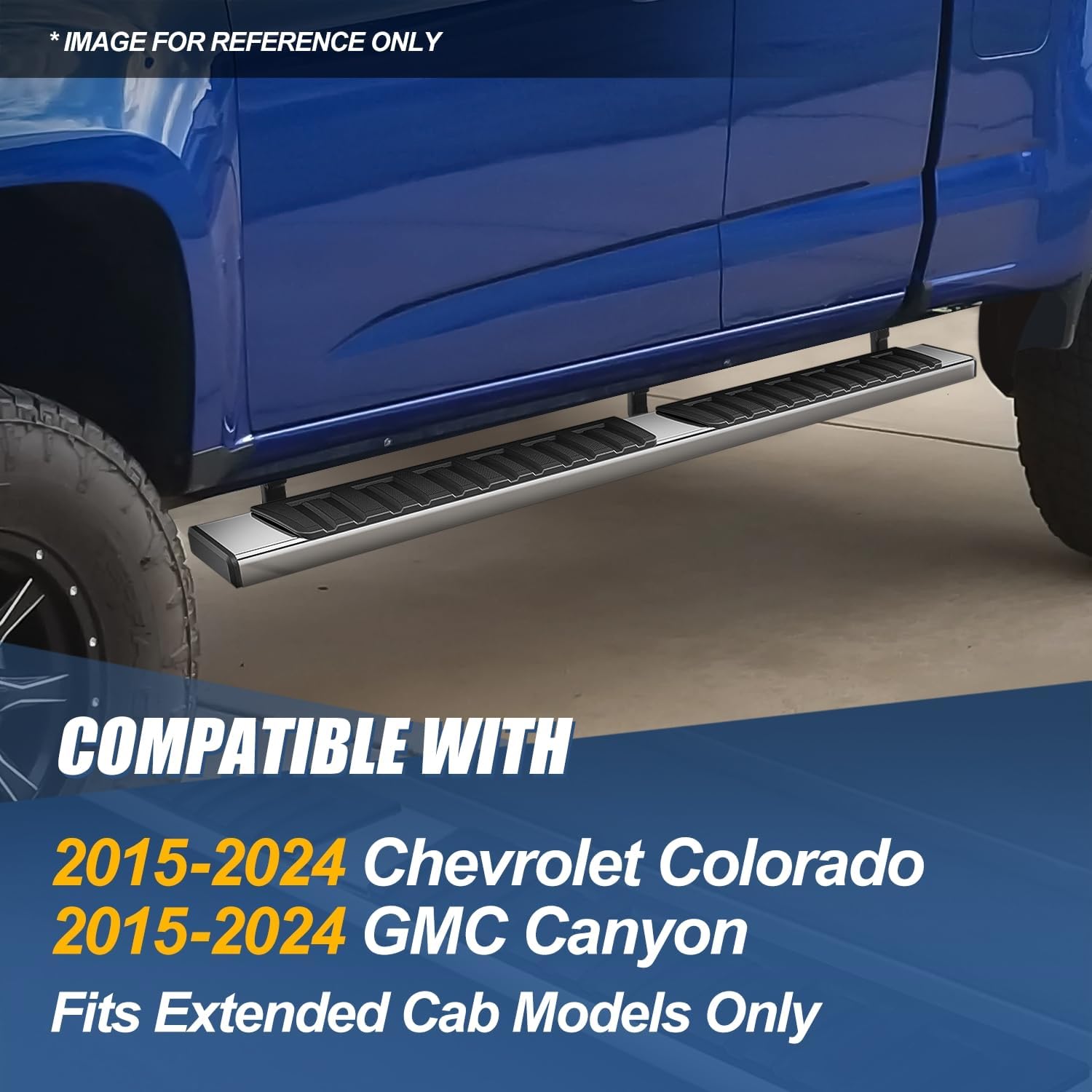 Auto Dynasty Running Board Compatible with 2015-2025 Chevy Colorado/GMC Canyon Extended Cab, Stainless Steel Side Step Rail Nerf Bars, 6.75" Step Bars, Polished Chrome