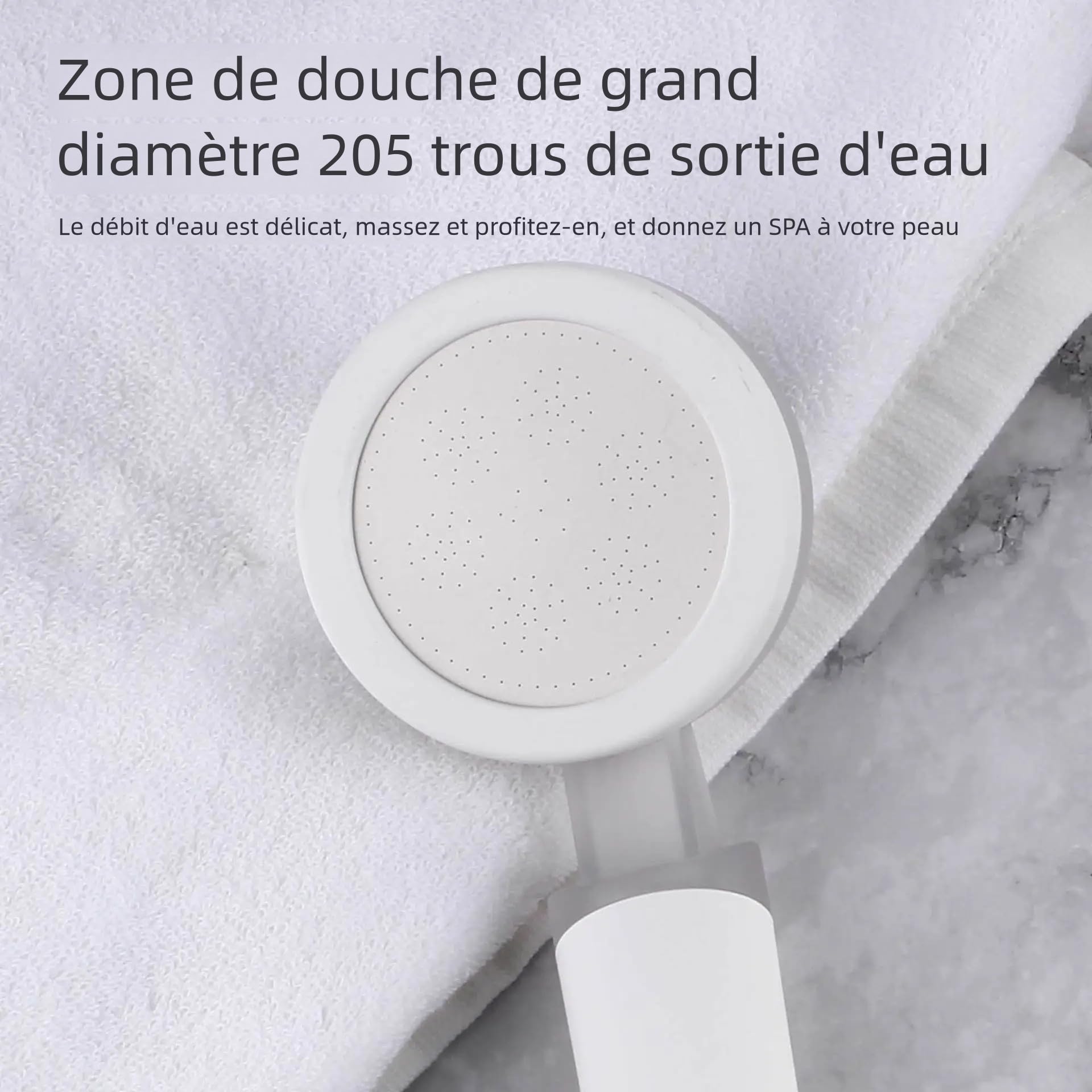 Pommeau De Douche, Pommeau Douche Filtrant, Pommeau De Douche Anti Calcaire Avec 10 éléments Filtrants Et 1 Boîte De Filtre (Blanc givré 2 pièces)