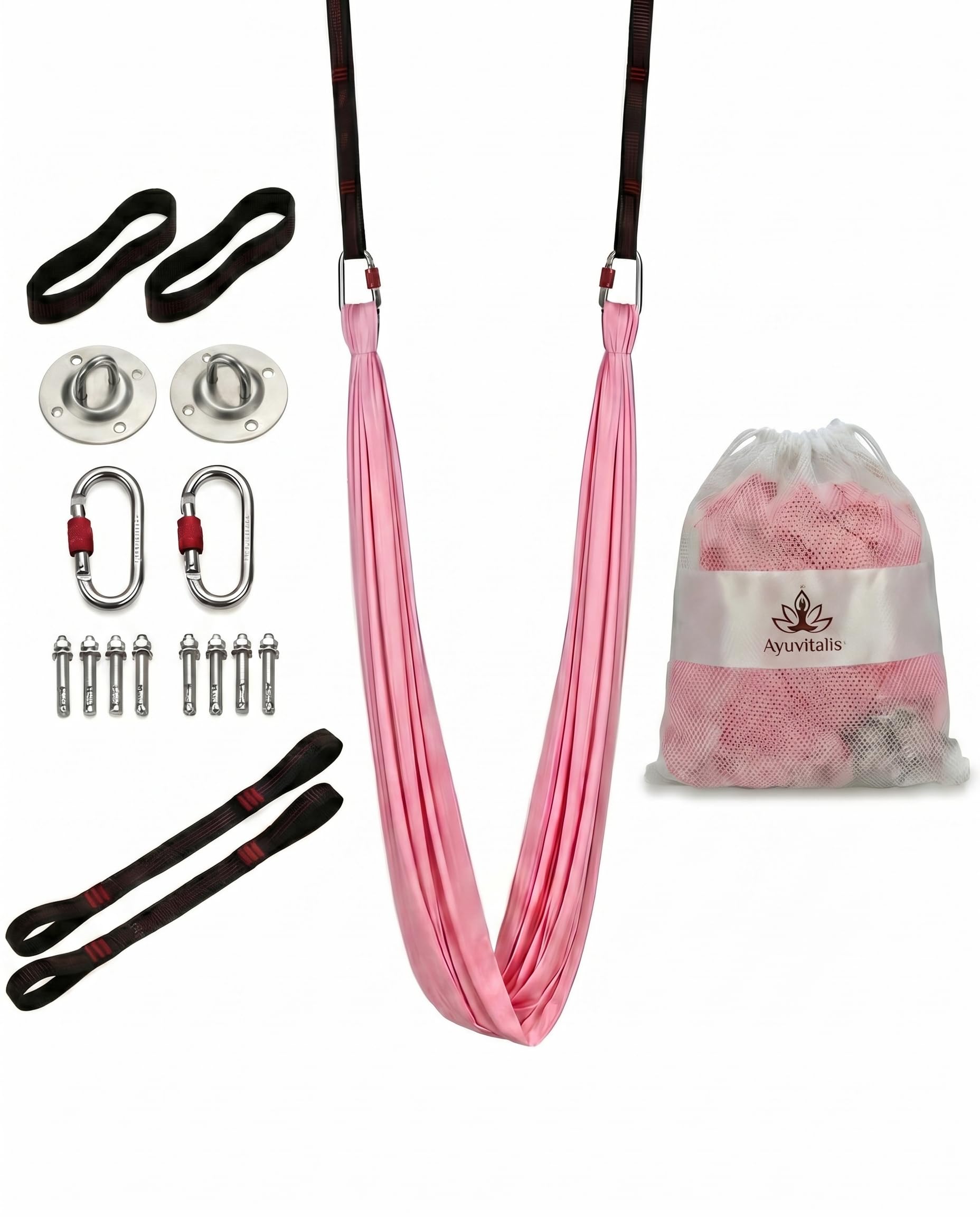 Yogaschaukel 4 m x 2,6 m – Aerial Yoga Tuch Komplettset mit Befestigung – hautfreundliches Nylon, verstellbare Gurte & Aufbewahrungsbeutel – für Yoga, Stretching & Entspannung