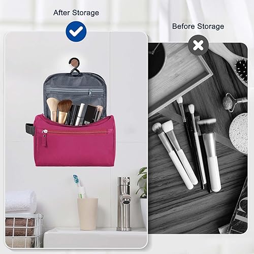 Miniatura 21 de Neceser colgante para mujeres y hombres, maquillaje de viaje, gran capacidad, kit de Dopp portátil, organizador de almacenamiento con gancho