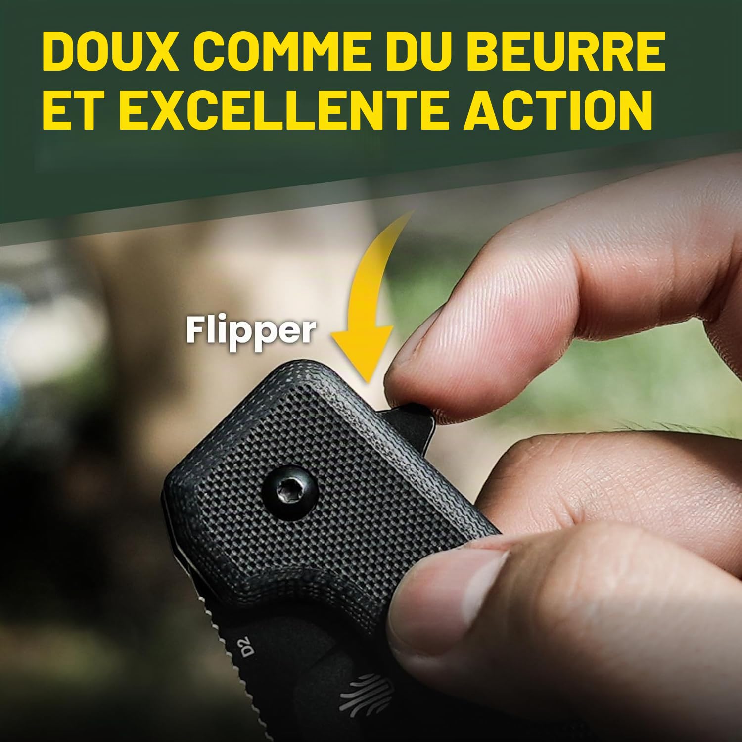 Kizer Nice Guy Couteau Pliant de Poche, 7,21 cm Lame en Acier D2, Manche en G10 Petit Couteau EDC, Non-Automatique Liner Lock Flipper, Couteaux Tranchants pour Camping Randonnée et Survie V3011M1