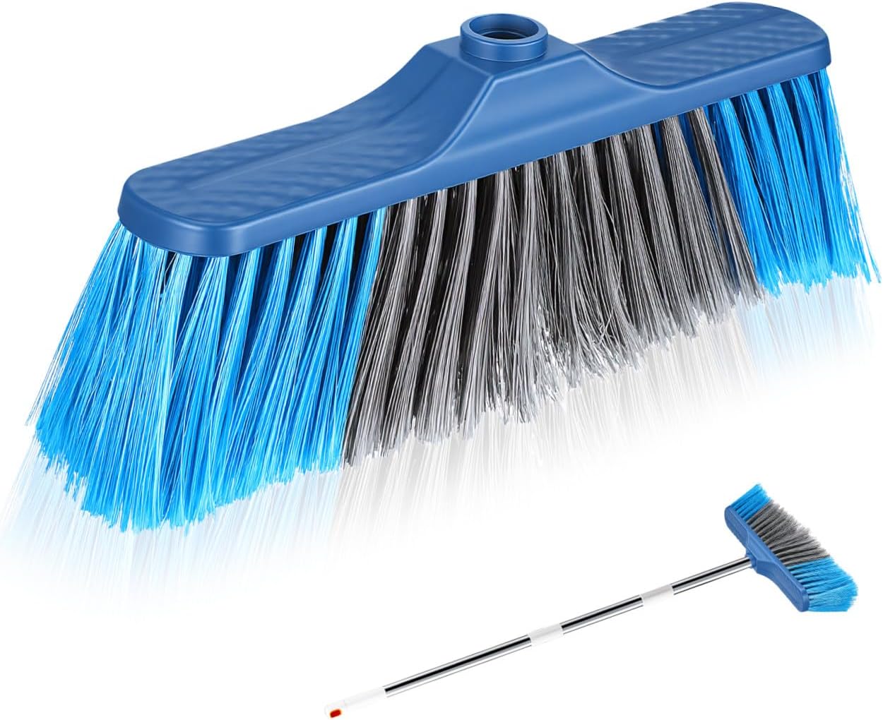 Broom Head Replacement for Household Sweeper, Hard Bristle Flat Indoor Broom Head, Dark Blue Plastic Brush Floor Accessory for Home Cleaning