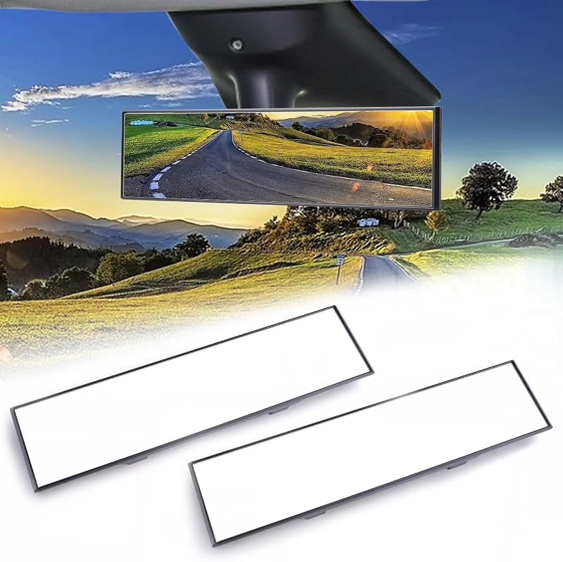 Espelho retrovisor interno plano grande angular TRANSWARPS com clipe – 2 unidades