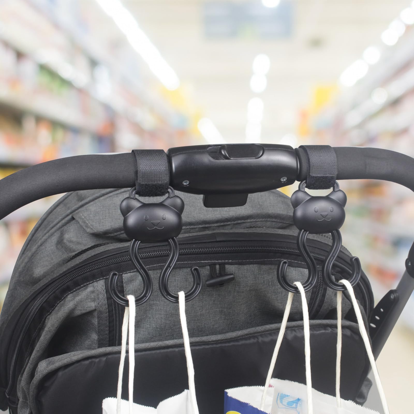 WEISUYUUS Baby Strollers Hook for Hanging Diaper Bags Groceries and More Lovely Bear Infant Cart Organiser Pushchair Hanger Decor