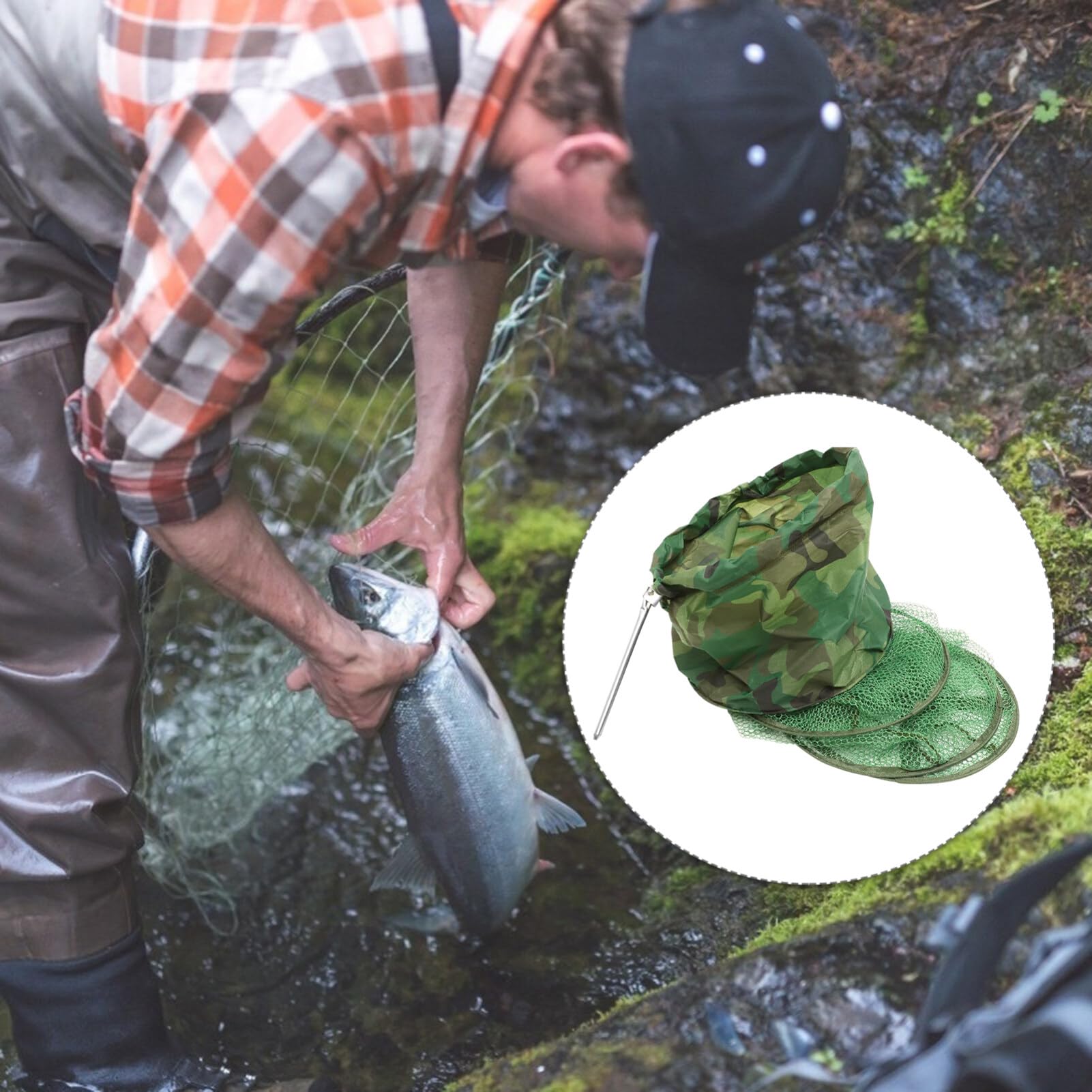 SUPVOX Foldable Fish Keeping Net Mesh Fish Locating Basket Fishing Bait Storage Cage Fish Supply for Keeping Fish Robust Bait Alive