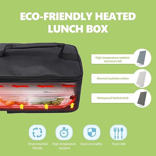 Miniatura 2 de Horno portátil, calentador de alimentos para automóvil de 12 V, mini microondas para cocinar y recalentar alimentos, lonchera eléctrica con