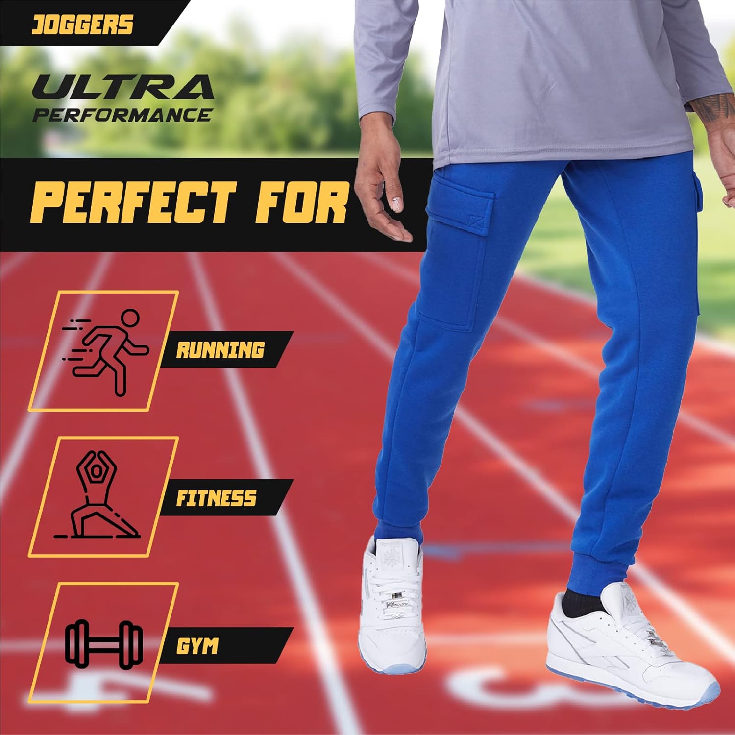 Ultra Performance 3 Pack Mens Sweatpants, Fleece Cargo Joggers for Men with Pockets - Image 4