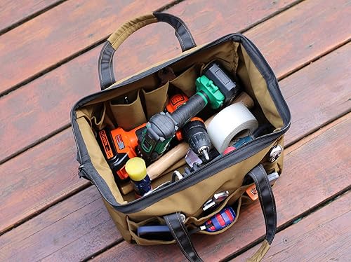 Miniatura 8 de Coreflex Bolsa de herramientas de boca ancha de 14 pulgadas, bolsa de engranajes, múltiples propósitos para fontaneros, electricistas, manitas,