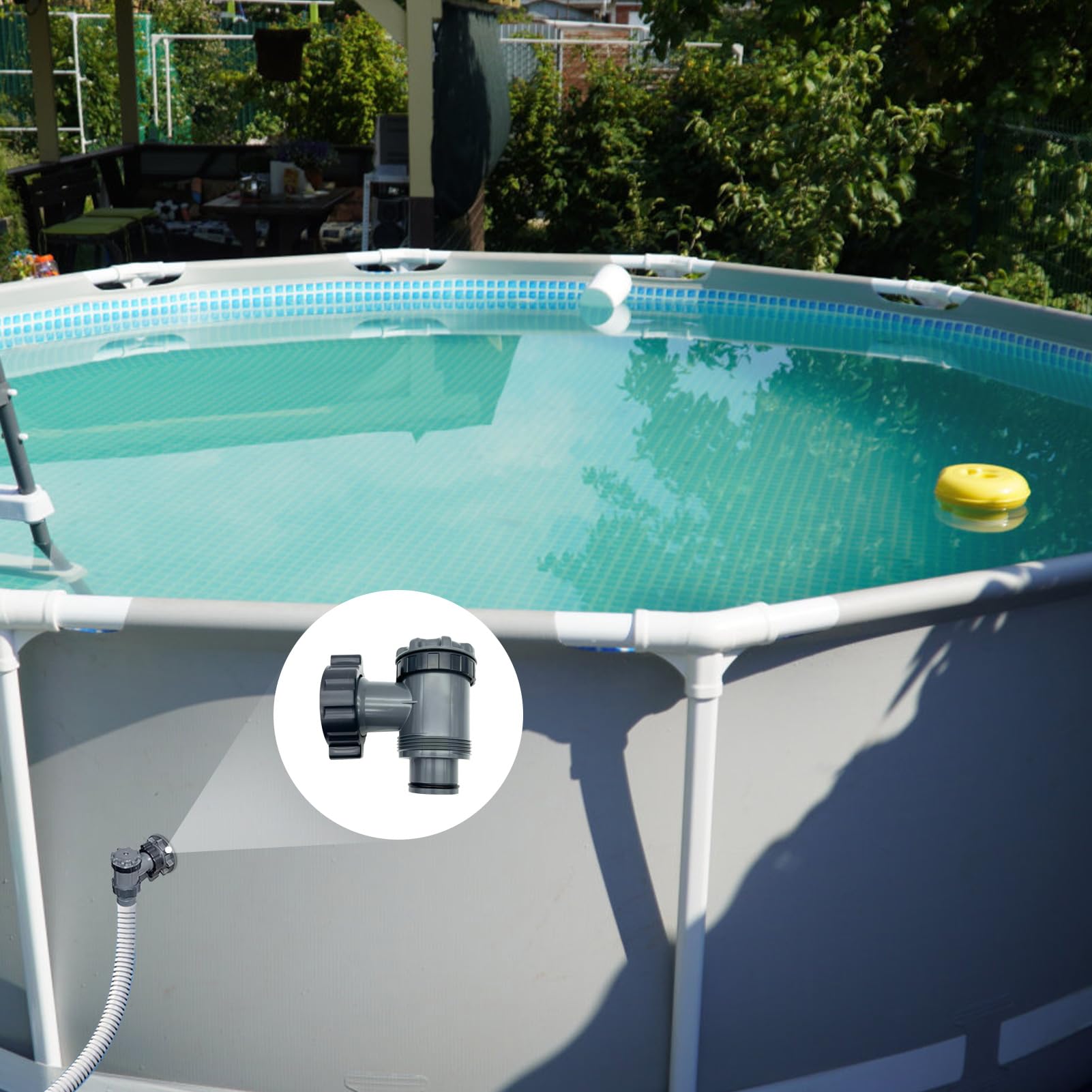 Set di 2 valvole di ingresso/uscita compatibili con Coleman, Intex, Bestway, pompa filtro piscina fuori terra, adattatori 38 mm, tubo piscina, raccordo per tubo piscina (valvola on/off)