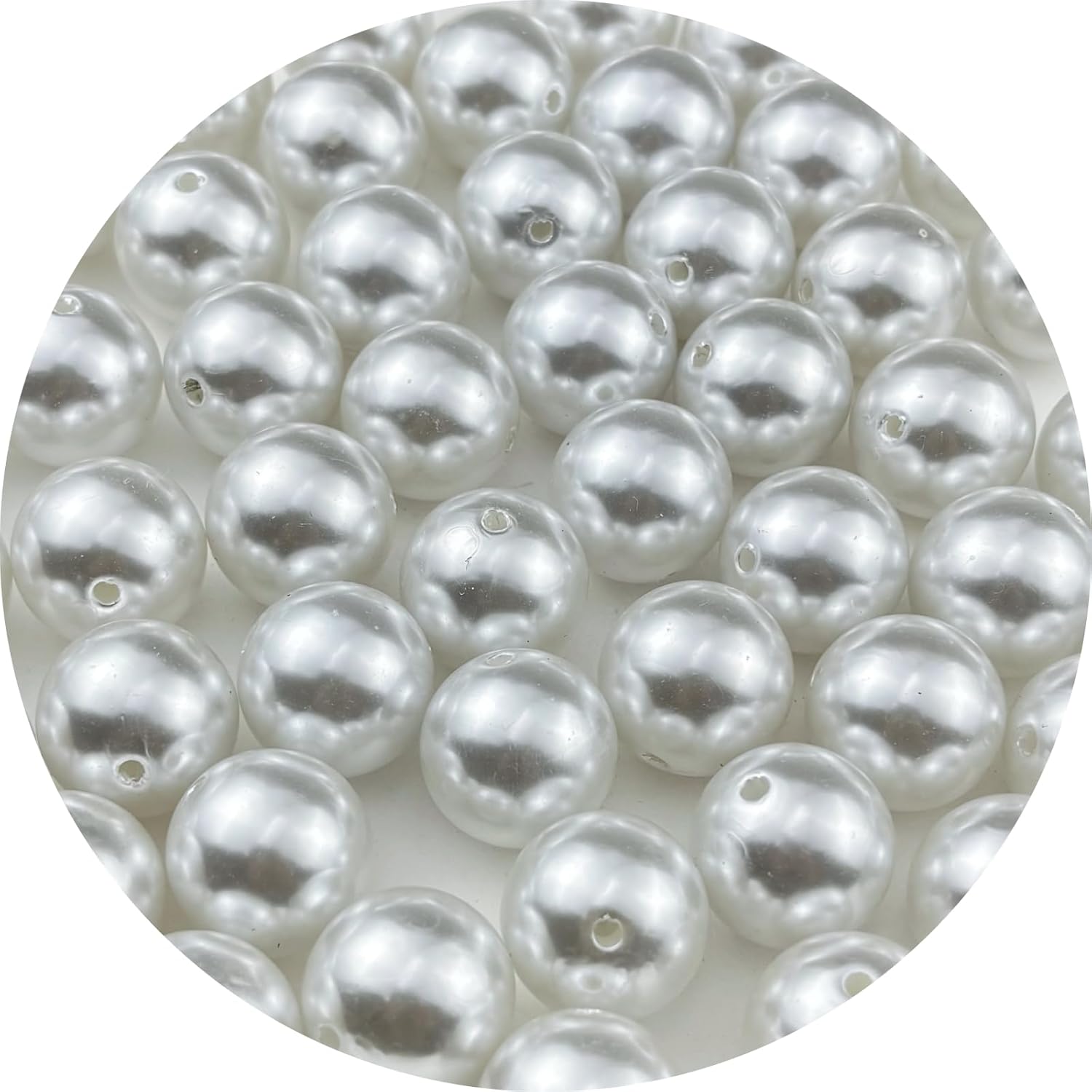 50pcs 20mm Pearl Beads White Round Pearls Acrylic Beads for Jewelry Making DIY Craft Bracelets Necklaces Earrings Vase Fillers Home Wedding Decoration