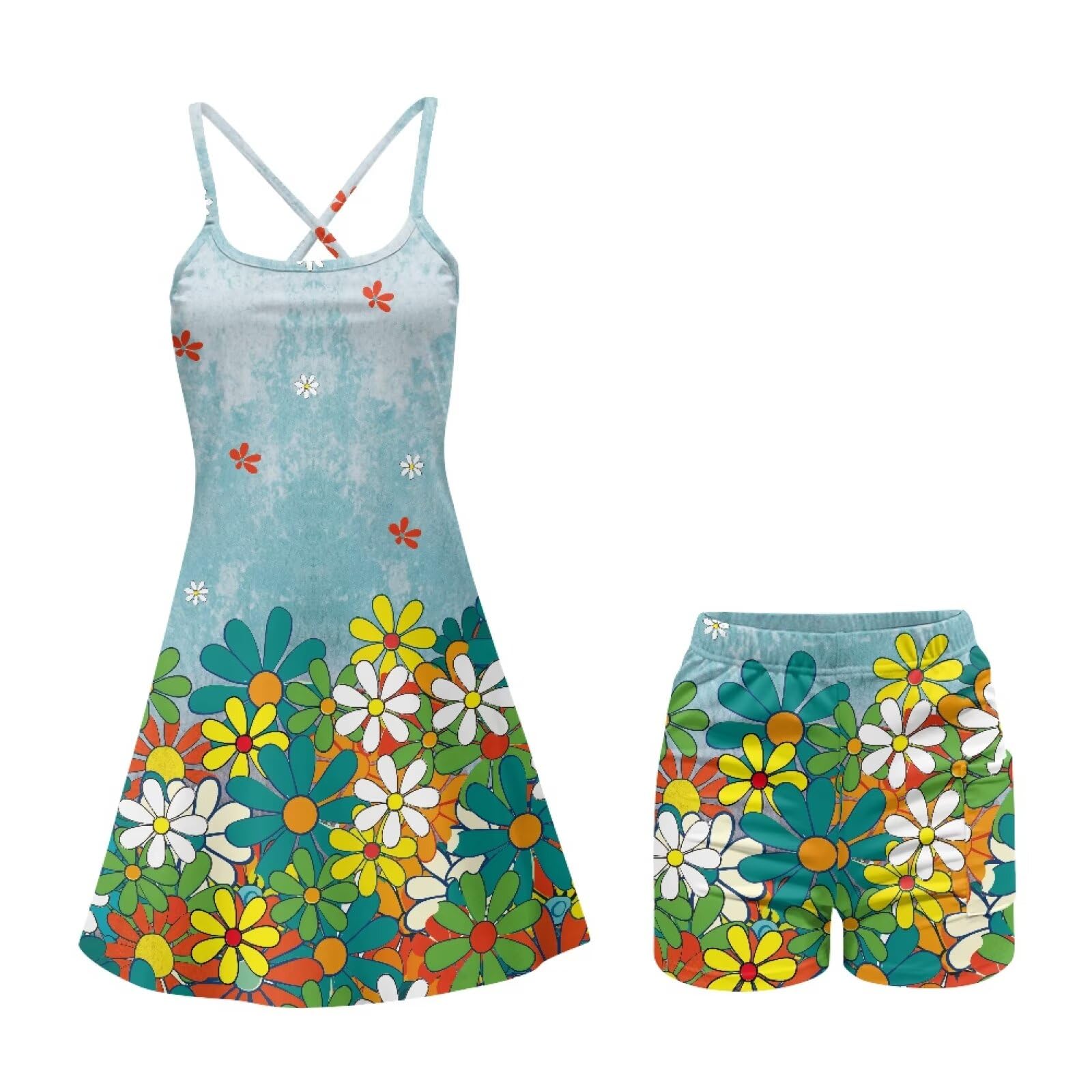 Biyejit Abito da tennis da donna con tasche e bretelle, estivo, da golf, atletica, taglie XS-2XL