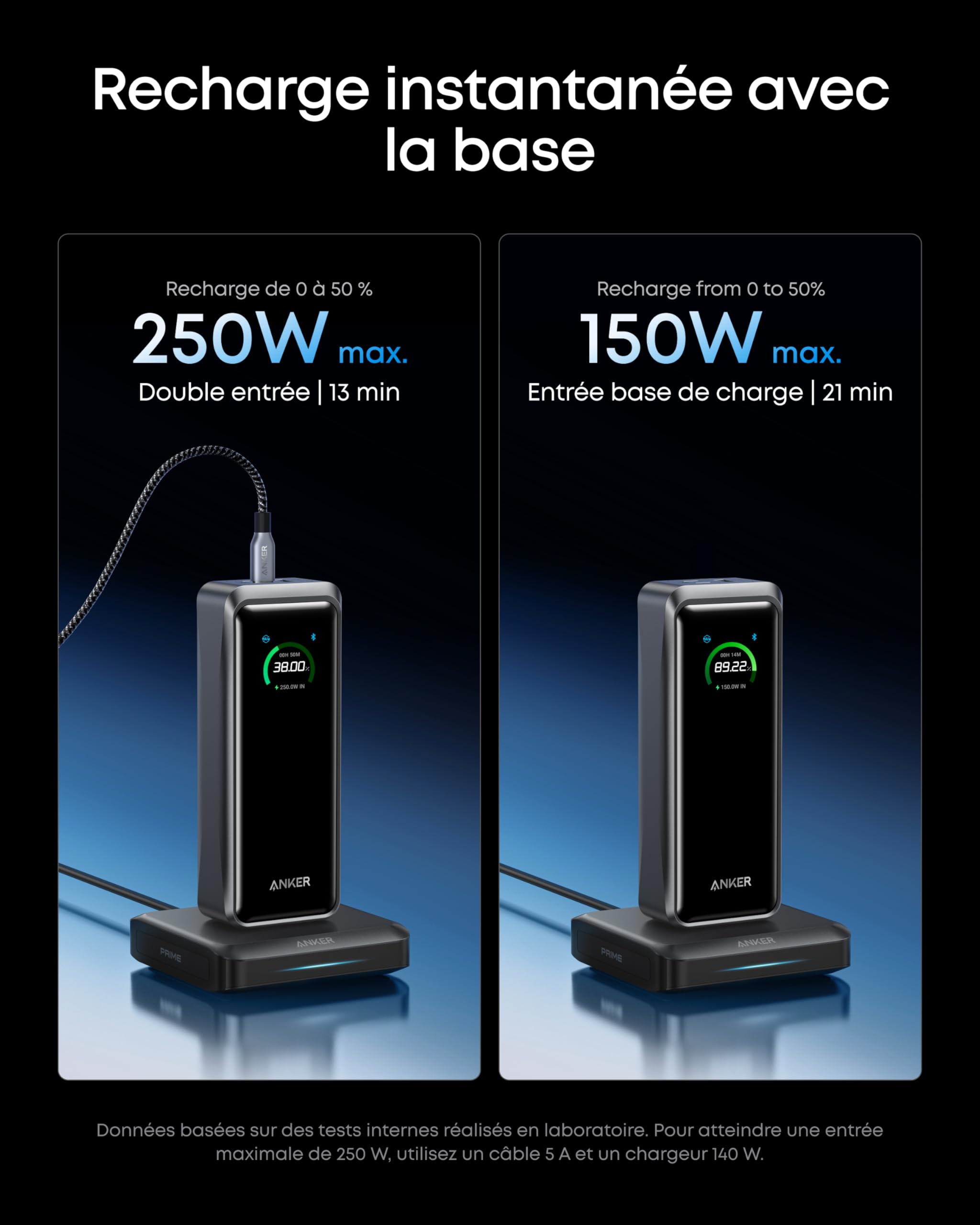 Anker Prime Power Bank con Base de Carga, 26.250 mAh, 300 W | Para 6 dispositivos, carga bidireccional, apta para vuelo, control por app, compatible con MacBook e iPhone