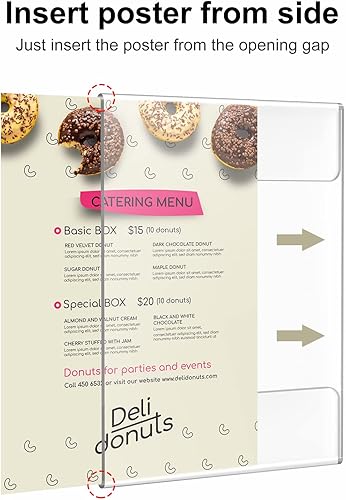 Miniatura 10 de Relx Soporte acrílico para letreros de 8.5 x 11 pulgadas, soporte de exhibición de acrílico con tornillos y cinta 3M, marcos transparentes de