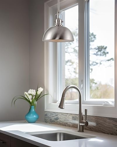 Miniatura 5 de Kira Home Belle - Lámpara colgante industrial contemporánea de 9 pulgadas, longitud ajustable + junta giratoria de sombra, acabado de níquel