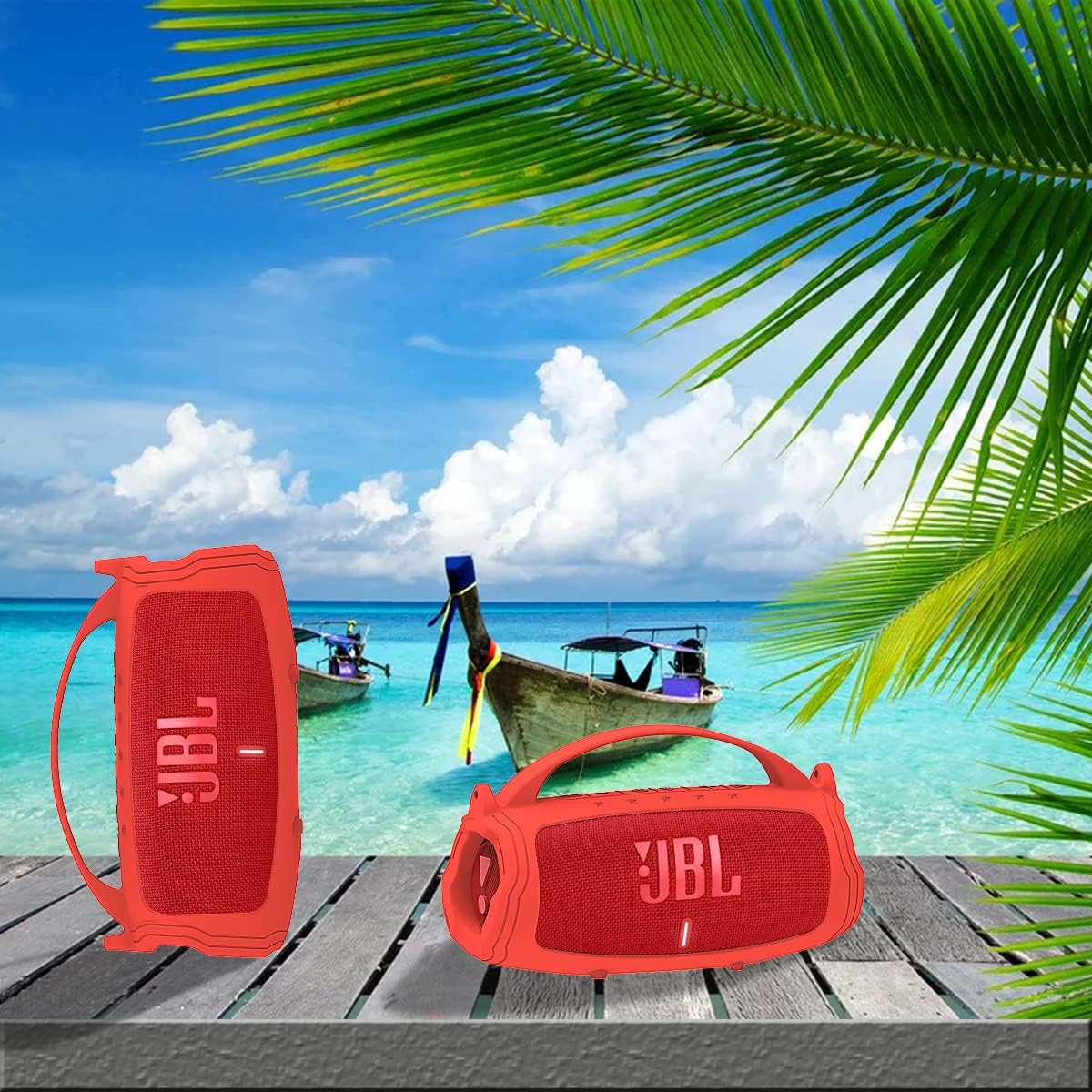JCHPINE Silicone Cover Case for JBL Charge 5 Portable Bluetooth Speaker, Protective Skin Holder for JBL Charge 5 Speaker Accessories (Red Case, NOT Fit Wi-Fi Version) - Image 6