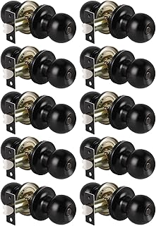 Matte Black Door Knobs Privacy Door Knob, Bed and Bath Door Knob Door Lockset, Locking Door Knob, Interior Door Use, 10 Pack