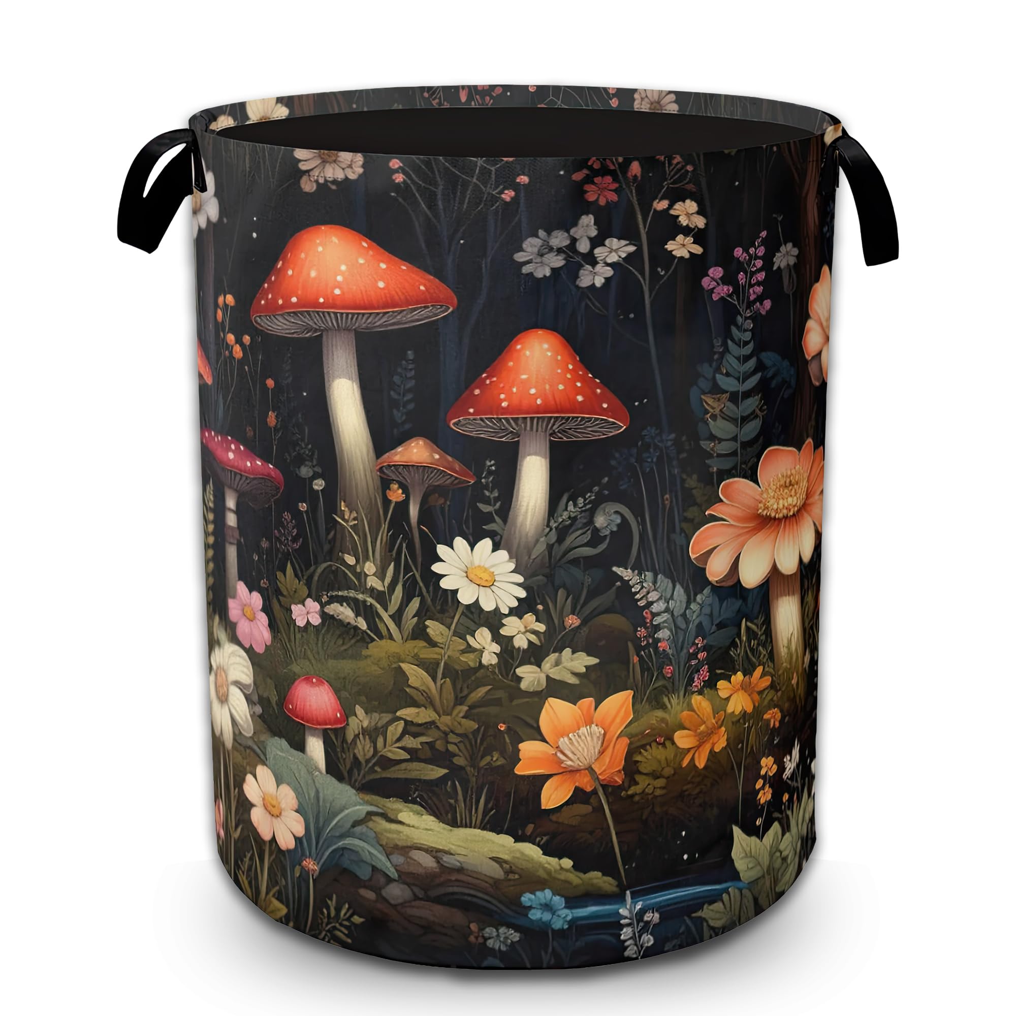 Mushroom Flower Laundry Hamper Girls Laundry Basket Collapsible Organizer Basket for Storage Bin Toy Bins Gift Baskets Bedroom Clothes Nursery Hamper
