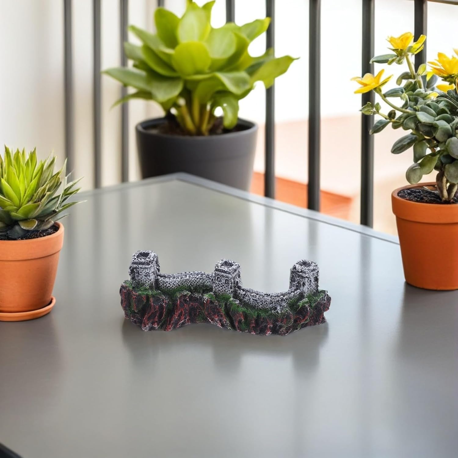 Miniature Resin Sculpture, Chinese Architecture Model for Garden and Fish Tank Landscaping, Indoor Outdoor Micro Landscape Ornament, Traditional Bonsai Decoration