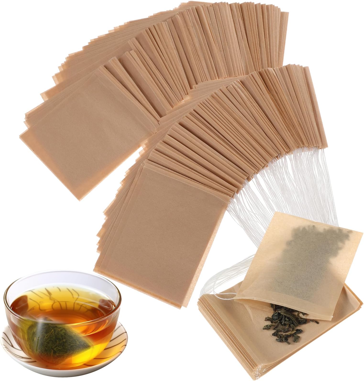 1000 Pcs Tea Bags for Loose Leaf Tea, Disposable Tea Bags with Drawstring Empty Tea Bags Unbleached Tea Filter Bags Paper Tea Infuser for Loose Leaf Tea and Coffee (3.15x3.94 inch)