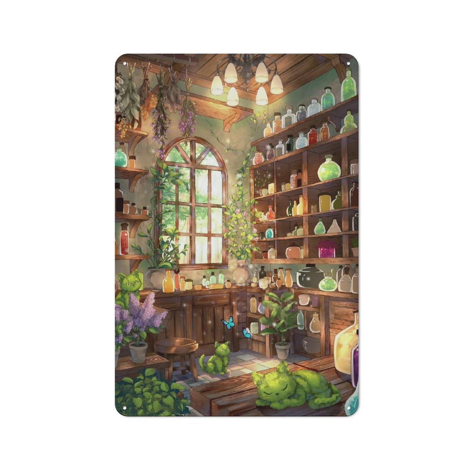 Junmoney Cozy Fantasy Apothecary Vintage Metal Sign 30X20cm, Bistro Style Bistro Wall Plaque For Cafe, Bistro, Bakery Or Restaurant