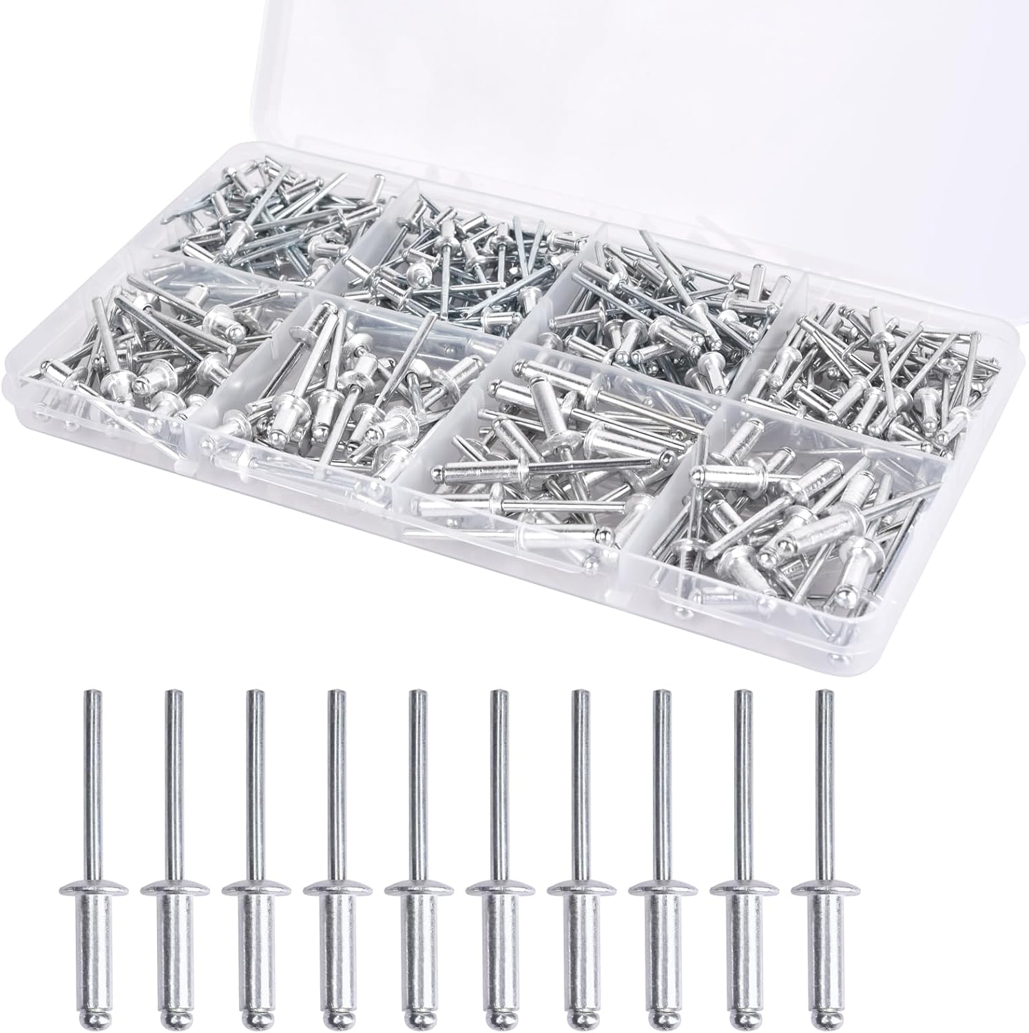 Pop Rivets Assortment Kit - 200 Pcs Aluminum Blind Rivets,8 Sizes