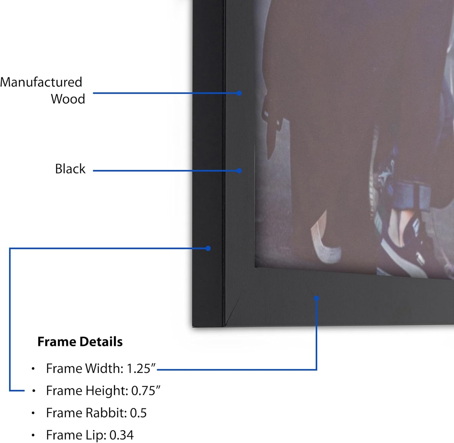 ArtToFrames 22x28 inch Black Picture Frame, WOMFRBW72079-22x28